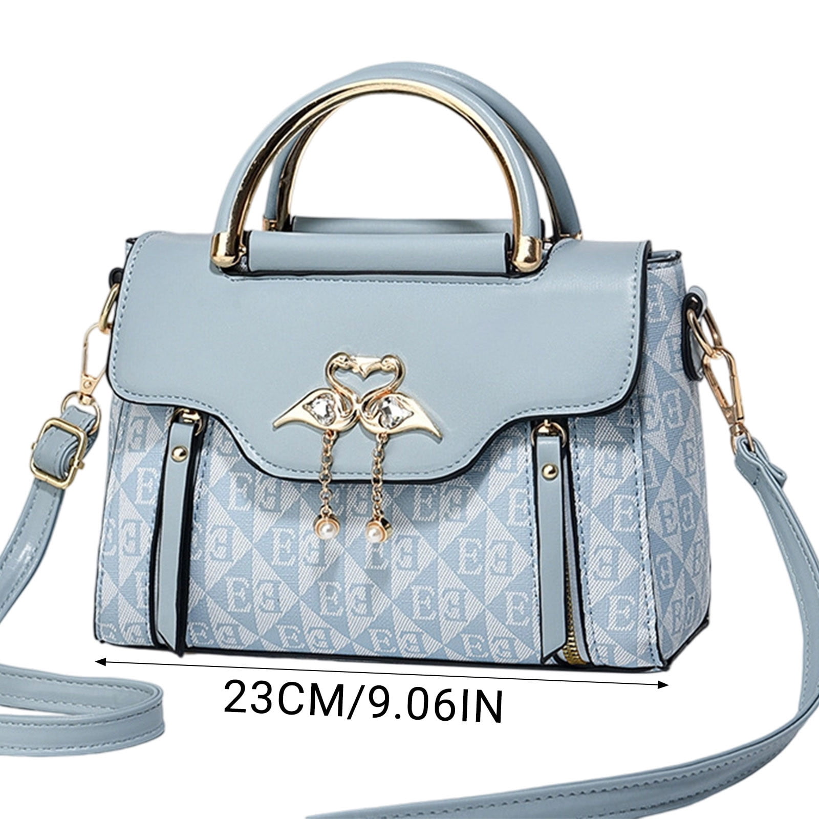 Women's Leather Crossbody Bag, Large Capacity Tote Purse with Adjustable Strap, Soft Handbag for Work Shopping Travel(Blue)