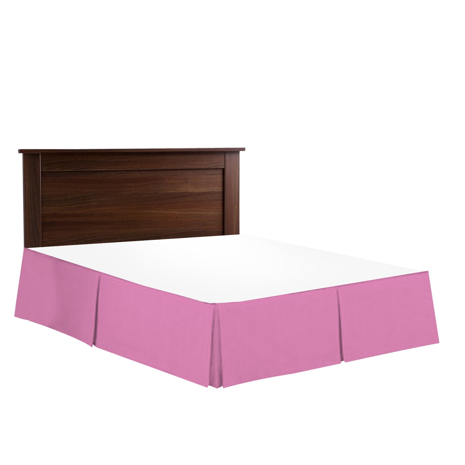 14" Tailored Pleated Bed Skirt Dust Ruffle, Cal King, Light Pink, by Clara Clark