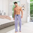 thumbnail image 7 of Lavender Waves Men's Lightweight Pajama Bottoms Stretch Elastic Waist Side Pockets Spring Fall, 7 of 7