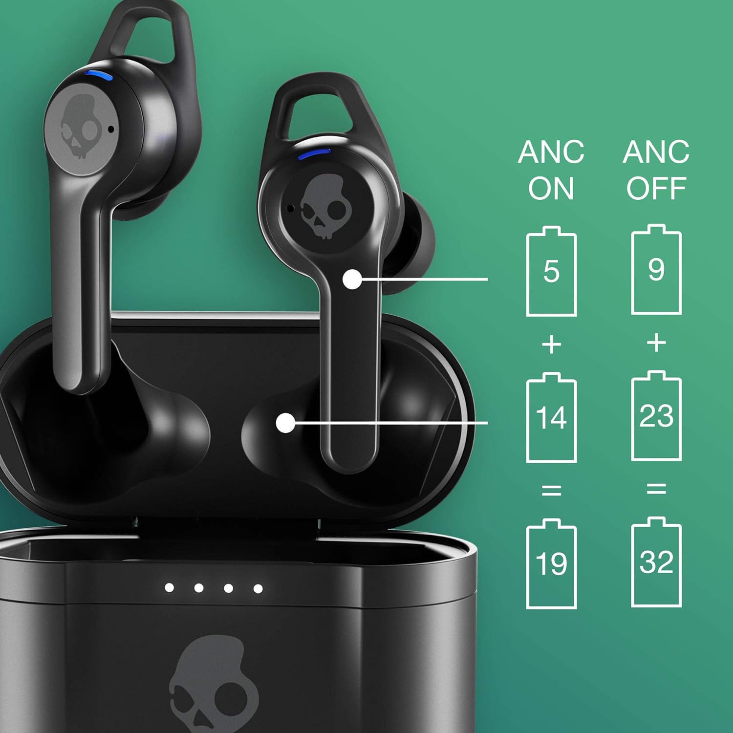 Skullcandy Indy XT ANC Active Noise Canceling True Wireless Earbuds, True Black - image 4 of 11