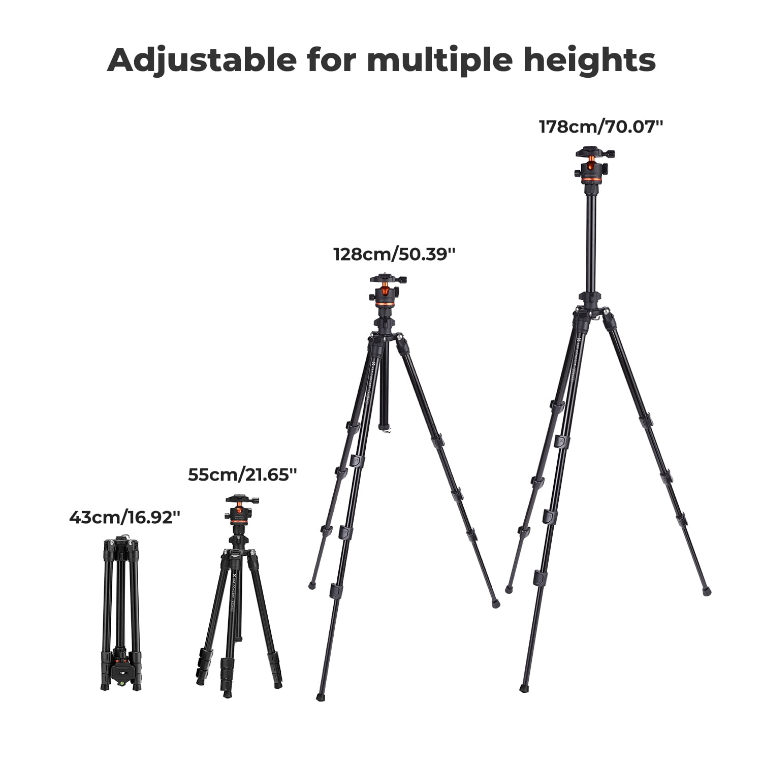 K&F Concept 70" Lightweight Professional Travel Outdoor DSLR Tripods with 360 Degree Ball Head Load Capacity 17.6lbs,  for Smartphone/Vlog