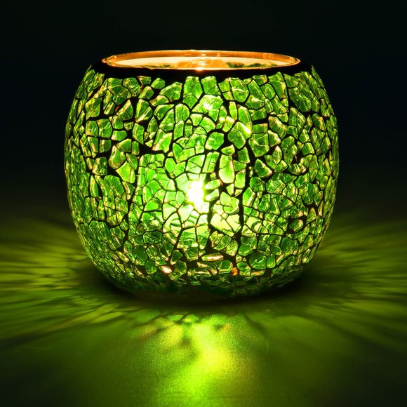Portavelas Rancco Mosaico de cristal, 8,3 x 8,3 x 6,8 cm