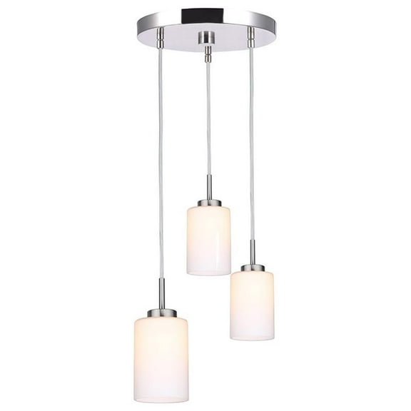 Woodbridge Lighting Charlotte 3-light Glass Cluster Pendant in Satin Nickel/Opal