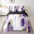 thumbnail image 2 of jejeloiu Retro Splash Ink 7-Piece Bedding Comforter Set,White Purple King Bedding Sets For Adult Reversible, 2 of 8