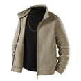 thumbnail image 3 of qafoshin Men's Fleece Jacket Oversized Long Sleeve Stand Collar Coat Casual Solid Color Full Zip Fall Winter Outerwear, 3 of 7