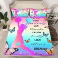 thumbnail image 2 of Homewish Cheer Team Cheerleading Twin Sheet Sets 3pcs for Kids Children Girls,Flying Butterflies Twin Fitted Sheet Microfiber,Abstract Gradient Ombre Breathable Flat Sheet,Super Cozy Room Decor, 2 of 7