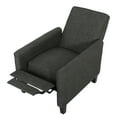 thumbnail image 4 of GDF Studio Theresa Contemporary Upholstered Pushback Recliners, Set of 2, Moss Gray Fabric and Dark Brown, 4 of 12