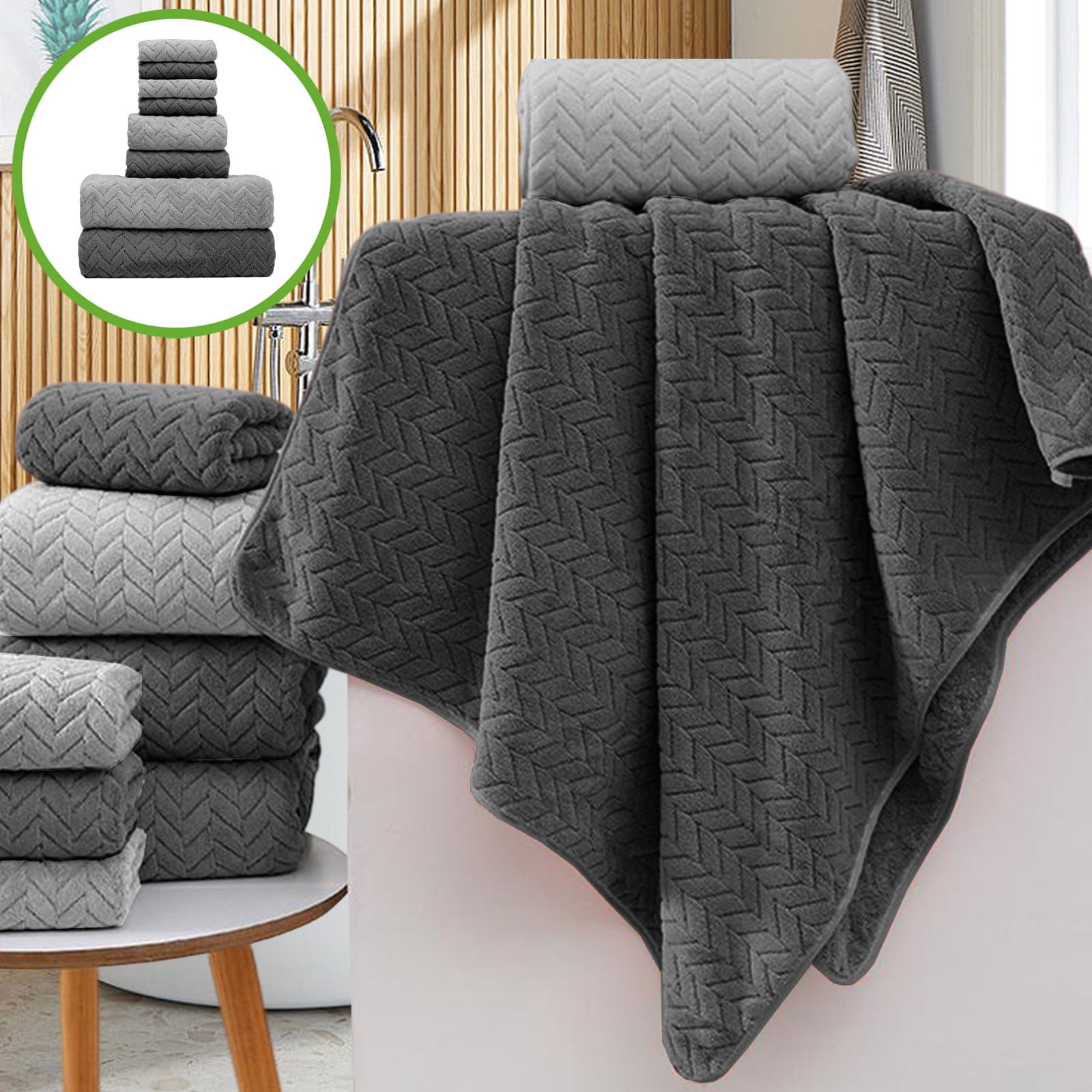 Specollect Clearance 8Pcs Premium Cotton Bath Towel Set - 100% Pure Cotton - 8 Velvet Towels - Ideal for Everyday use - Ultra Soft & Highly Absorbent