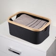 thumbnail image 2 of Evideco French home goods Collapsible Polyester and Bamboo Storage Basket, Black, 2 of 7