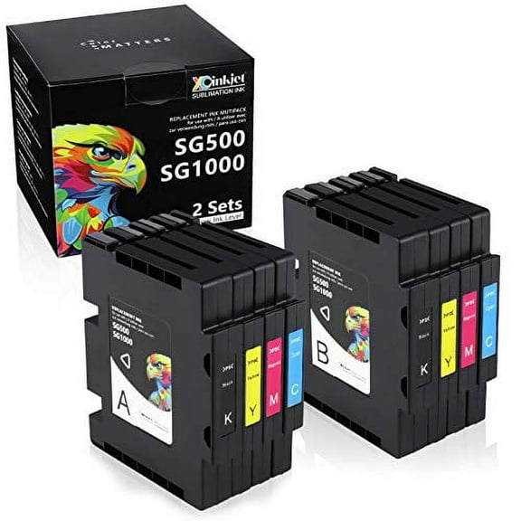 Xcinkjet Sublimation Ink Cartridge Compatible for Sawgrass Virtuoso SG500 SG1000 Printer (2 Black, 2 Cyan, 2 Magenta, 2 Yellow , 8-Pack)