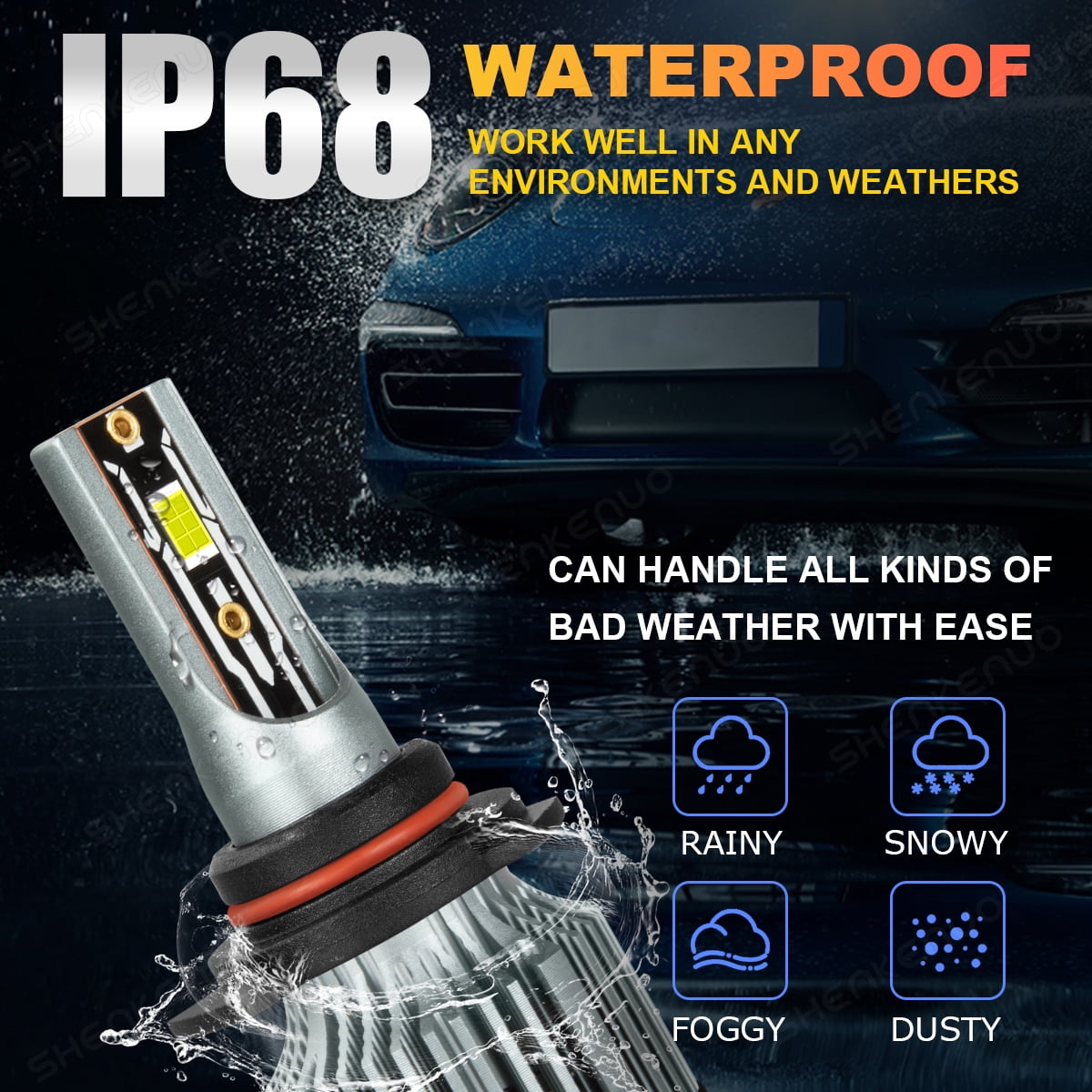 For Jeep Cherokee 2014-2015 LED Headlight Bulbs Set High Low Beam Fog light Lamp Replacement Kit 4pcs