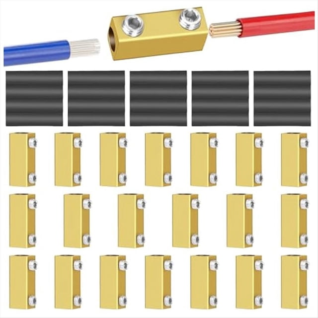 Kit de 20 conectores de cable de 20 A, tuercas, conectores a tope de 10 AWG, terminales de conexión rápida con tubo termorretráctil.
