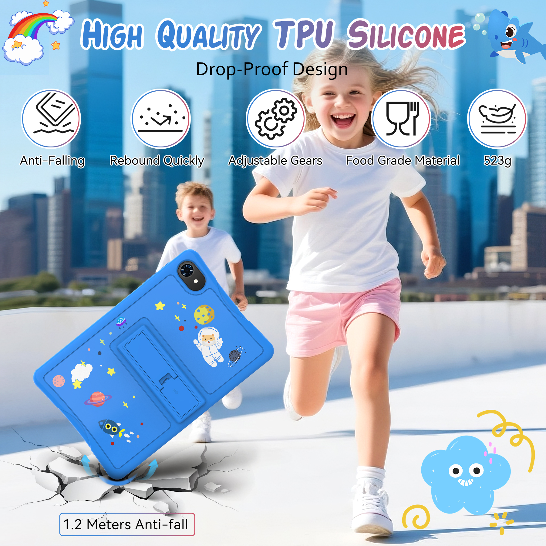 Blackview 10.1" Kids Tablet, Android 15 with Case, 64GB photo 6
