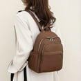 thumbnail image 2 of Stylago Mini Women Backpacks Fashion Ladies Nylon Daypack Lightweight Multiple Zipper Shopping Travel Small Schoolbags Brown, 2 of 6