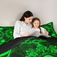 thumbnail image 4 of Castle Fairy Halloween Baroque Skull Twin Comforter Sets 2pcs,Gothic Chain Damask Bedding Set,Neon Green Black,1 Comforter and 1 Pillowcase,Black Reversible, 4 of 6