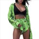 thumbnail image 1 of Pijama Holgado con Estampado para Mujer, Informal, con Cordones, de Larga y Pantalones Cortos de Cintura Alta, para el Hogar. Verde M, 1 of 10