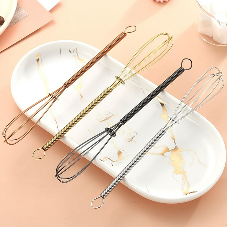 Rose Gold Whisk Stainless Steel Ball Spring Whisk Wooden Handle
