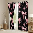 thumbnail image 3 of Homewish Cute Ribbon Bowknot Black Out Curtains for Teens Adults Female,Black Pink Curtains Pack of 2 (42x63 Each),Dreamy Princess Bedroom Curtains,Super Cozy Room Decor, 3 of 6