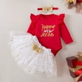 thumbnail image 2 of LUOGENLI Girls Summer Outfits Size 10-12 4th of July Toddler Girls Long Sleeve New Year Letter Prints Tops Romper and Skirts Outfits Clothes Set for Child Clothes 0-3 Months, 2 of 5