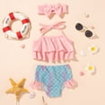 thumbnail image 3 of Kids Baby Girl Ruffle Top Bikini Set Mermaid Scale Swimwear Swimsuit Swimming Bathing Suit, 3 of 8