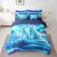 thumbnail image 2 of jejeloiu Jungle Wildlife Wolf 7-Piece Bedding Comforter Set,Watercolor Aurora King Bedding Sets For Boys Teens Reversible, 2 of 8