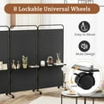 thumbnail image 5 of GOFLAME 3 Panel Room Divider with Storage Shelves, 6FT Folding Privacy Screen with Lockable Wheels, Portable Rolling Wall Divider, Freestanding Partition Screen for Room Separation, Black, 5 of 18