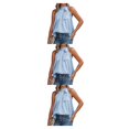 thumbnail image 3 of Minnieouse Blusa sin mangas Niñas Camisa elegante Aniversario Vacaciones Top Playa Vacaciones Viajes Verano Moda Ropa Azul M Azul M 3piezas Minnieouse CBP250953, 3 of 6