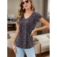 thumbnail image 3 of Womens Tops Dressy Casual Summer Flutter Sleeve T-Shirts Trendy Ruffle Short Sleeve Loose V-Neck Tunic Tops, 3 of 4