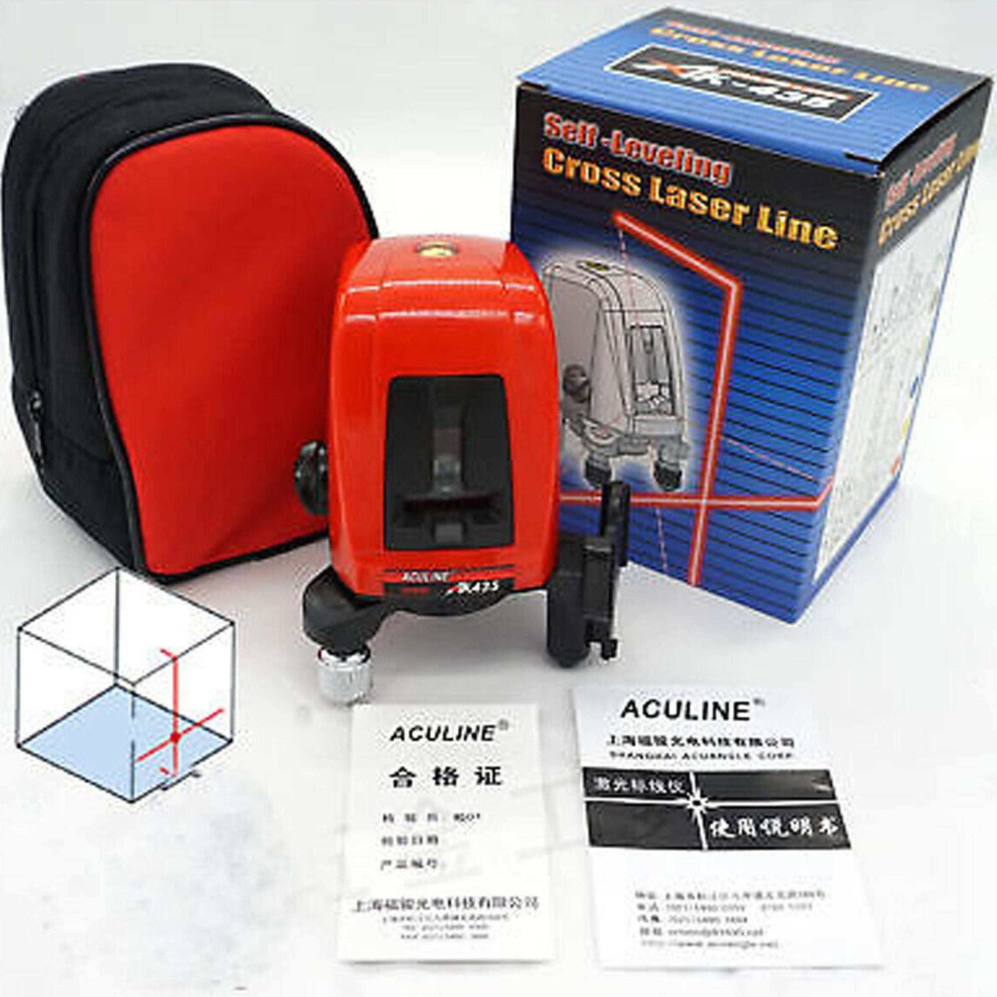 Brand New AK435 360degree Self-leveling Cross Laser Level Red 2 Line 1 Point 
