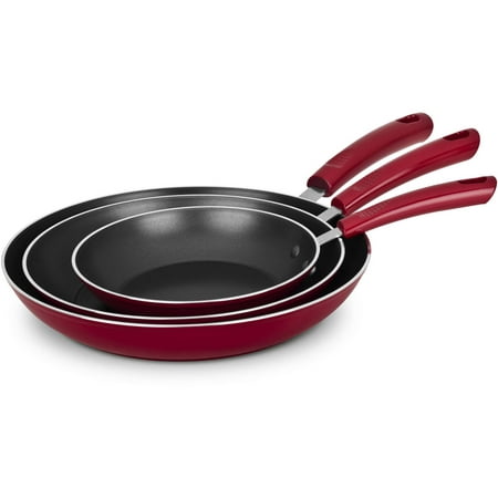 Mainstays 3-Piece Forged Skillet Set, Red