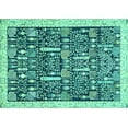 thumbnail image 1 of Ahgly Company Machine Washable Indoor Rectangle Oriental Turquoise Blue Traditional Area Rugs, 8' x 10', 1 of 4