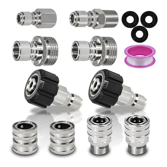 10Pack Pressure Washer Quick Connect Fittings, M22-14mm Swivel to 3/8inch Quick Connect Kit