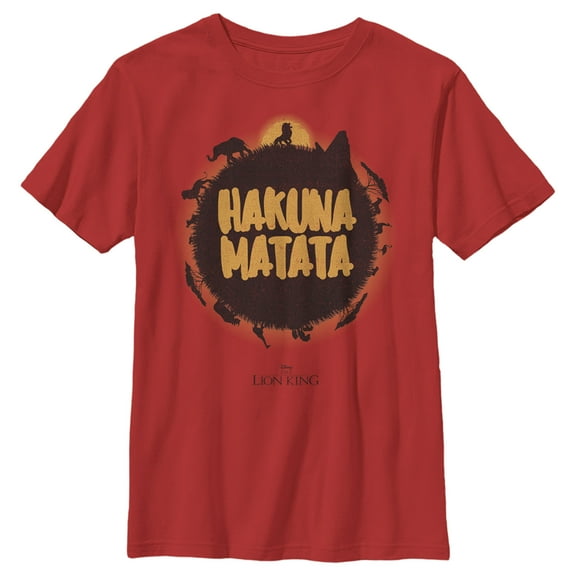 Boy's Lion King Hakuna Matata Jungle Sun  Graphic Tee Red Large