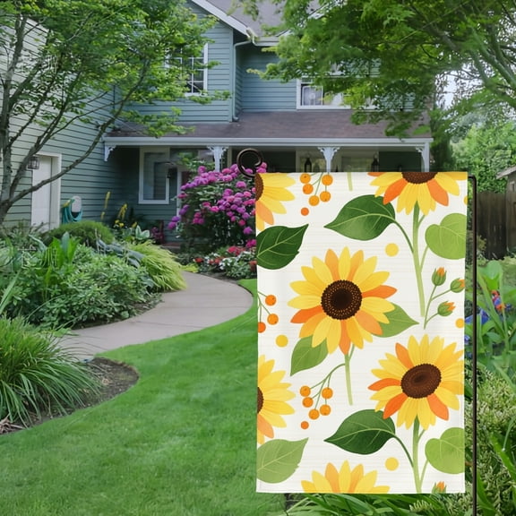 Spring Summer Garden Flag Double Sided Sunflower Yellow Welcome Yard House Outside Outdoor Decoration,12*18 inch