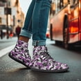 thumbnail image 3 of POLERO Women's Purple Black Camouflage Walking Sneaker PU Leather Work Office Business Shoes Lace Up Athletic Running Cycling Flat Shoes Travel Training Walk Hiking Sneakers for Women Ladies, 3 of 7