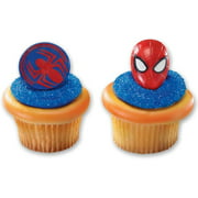 Spiderman Mask and Spider Cupcake Rings - 24 ct