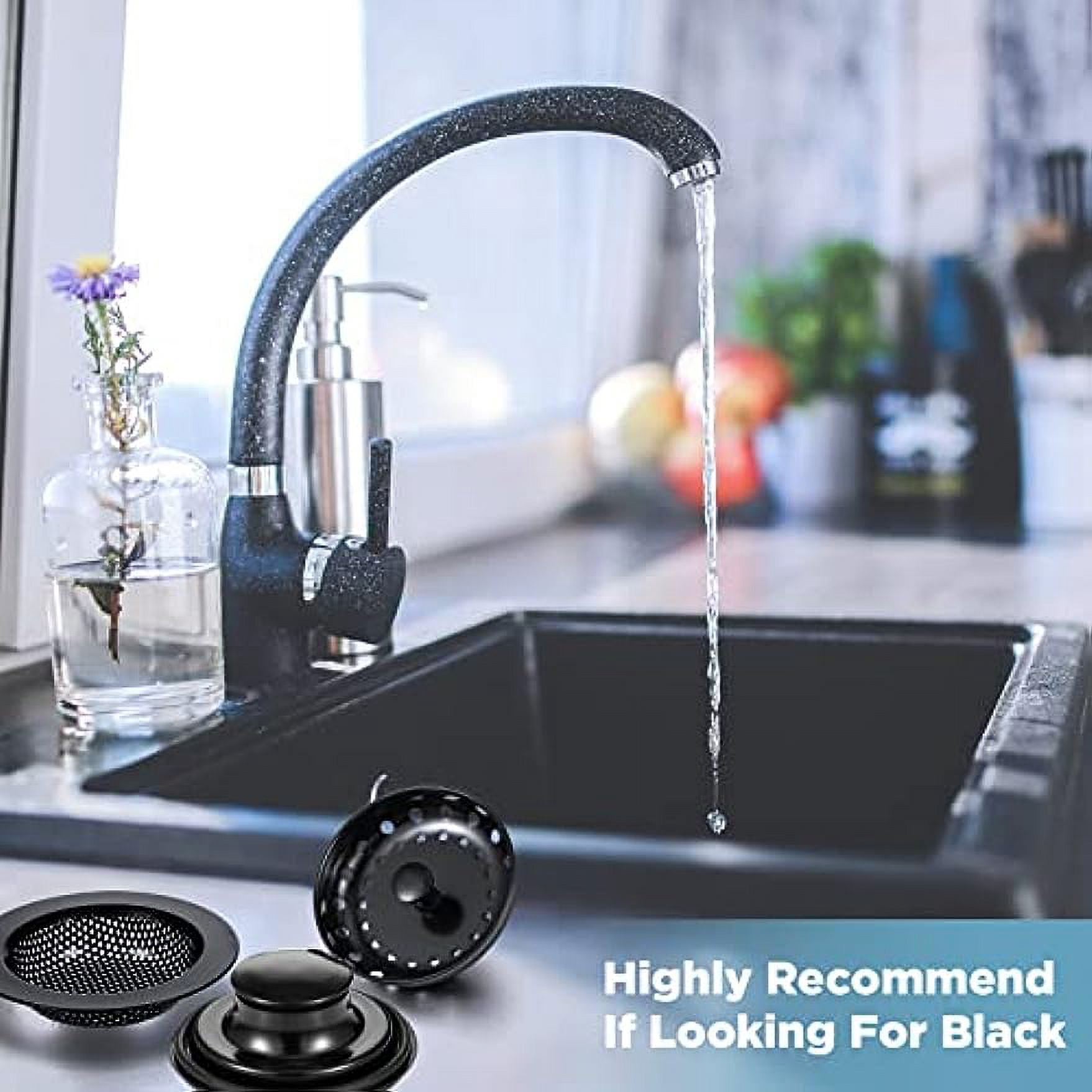 3pcs Kitchen Sink Stopper Filter Garbage Disposal Stopper, Stainless Steel Universal Anti-Clog Kitchen Sink Strainer Sieve Basket Filter, Wide Brim For Kitchen Sink Drain (Black)