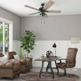 thumbnail image 2 of Prominence Home Lincoln Woods 52" Bronze Industrial Ceiling Fan with 5 Blades, 3 Arm Cage Light Kit, Pull Chains & Reverse Airflow, 2 of 15