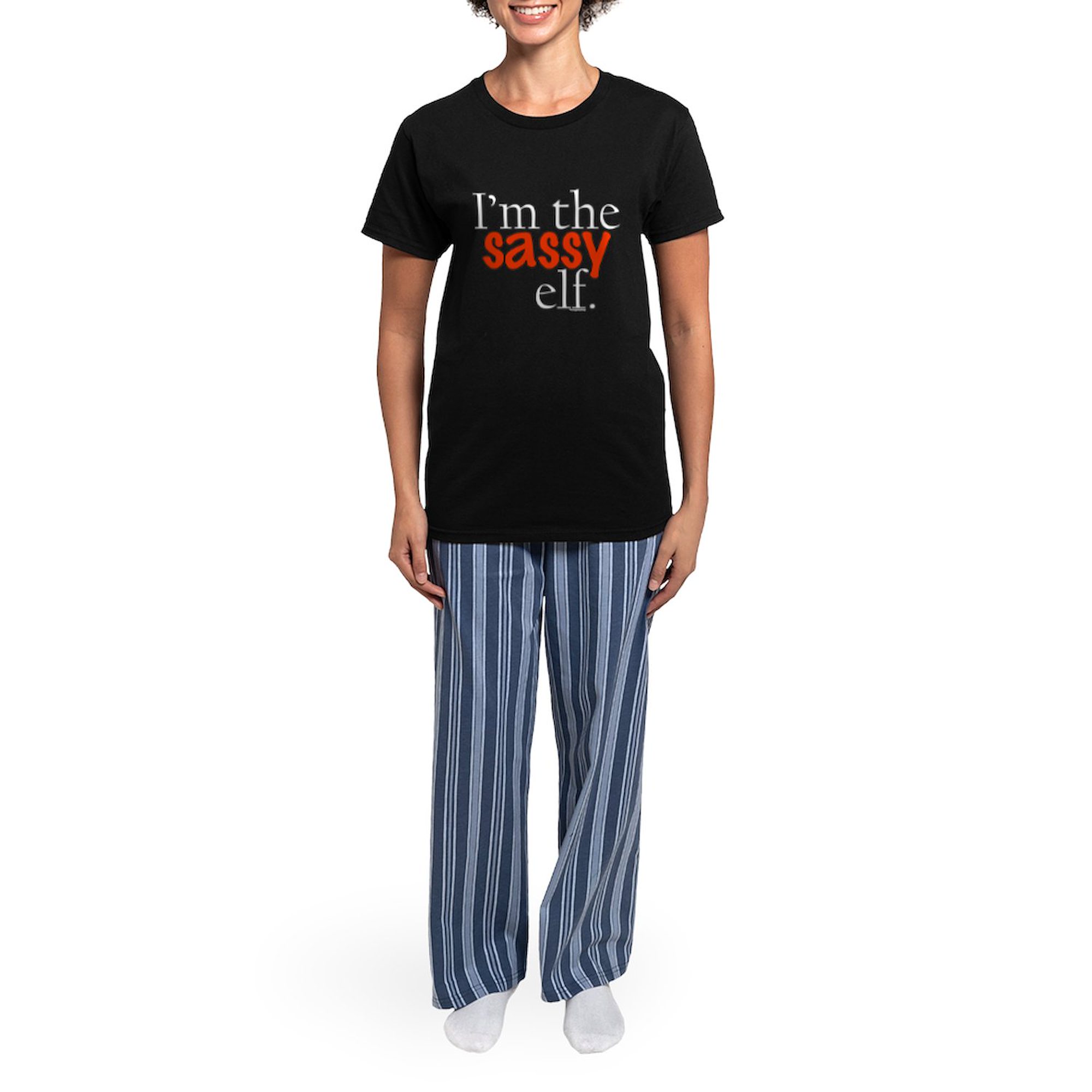 CafePress - Sassy Elf Women's Dark Pajamas - Women's Short Sleeve Print T-Shirt and Pants Dark Cotton Pajama Set