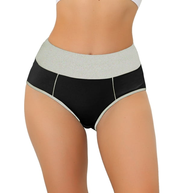INSPIRAR CHIC Ropa Interior de Mujer Control de Abdomen de Cintura Alta Breve a Rayas XL Negro