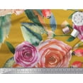 thumbnail image 2 of Soimoi Tissu en Satin Modal Imprimé Feuilles et Roses par Yard 42 Pouces de Large, 2 of 3