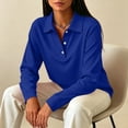 thumbnail image 5 of Long Sleeve Polo Shirts for Women Golf Shirt Button-Down Collar Work Blouse Side Slits Casual Tops Blue 2XL 1 Pcs, 5 of 5