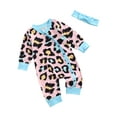 thumbnail image 2 of Qiylii Baby Girls Floral Print Bodysuit V-Neck Long Sleeve Romper + Headband, 2 of 6