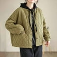 thumbnail image 2 of Jinhomg Hooded Quilted Coat for Women Casual Cozy Long Sleeve Button Down Puffer Jacket Fall Winter Lightweight Outerwear with Pockets 2025 Saving Green M, 2 of 10