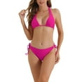 thumbnail image 1 of Conjuntos de bikini de triángulo para mujer de 2 piezas con lazo en la espalda, parte inferior de triángulo, trajes de baño, color rojo medio, 1 of 5