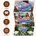 thumbnail image 6 of Blue Purple Pink Round Tablecloth 45-54 Inch Round Fitted Table Cloth with Elastic Edge, Luxury Marble Modern Abstract Art Waterproof Table Cover Protector for Outdoor Picnic Party Dining, 6 of 6