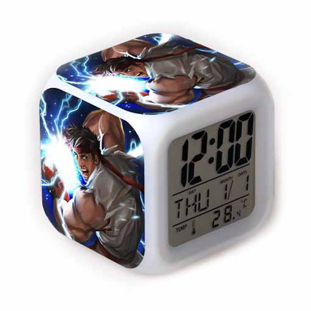 Reloj despertador Street Fighters cuadrado LED digital con alarma