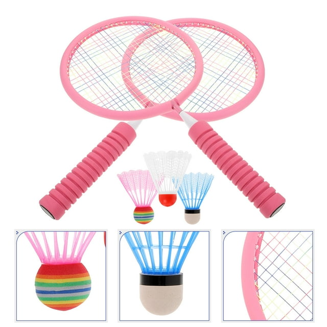 OULII Badminton Kit 1 Set Rosy Color Suitable for Beach Park Backyard Outdoor Activities