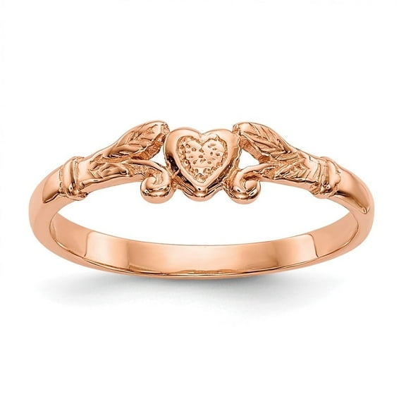 Auriga Fine Jewelry 10K Rose Gold Textured Heart Ring Size 1 for Women