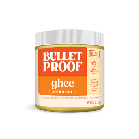 Bulletproof Grass Fed Ghee Clarified Butter Keto Friendly Lactose Free Casein Free Non-GMO 13.5 Ounces
